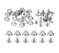 PATIKIL 9mm Borchie Abbigliamento, 20 Set Borchie e Spine Rivetti Pelle Cono Spine Viti Metallo Abbigliamento Artigianato Pelle Scarpe Borsa Punk Leathercraft, 6x9mm, Tono Argento