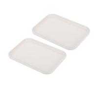 PATIKIL 9x7" Fast Food Vassoio 2 Pacco PP Plastica Riutilizzabile Multiuso Antiscivolo Rettangolo Vassoio Servizio per Caffetteria Ristorante Casa Cucina Bianco