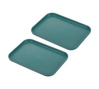PATIKIL 9x7" Fast Food Vassoio 2 Pacco PP Plastica Riutilizzabile Multiuso Antiscivolo Rettangolo Vassoio Servizio per Caffetteria Ristorante Casa Cucina Scuro Verde