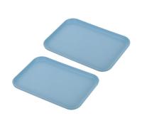 PATIKIL 9x7" Fast Food Vassoio 2 Pacco PP Plastica Riutilizzabile Multiuso Antiscivolo Rettangolo Vassoio Servizio per Caffetteria Ristorante Casa Cucina Blu