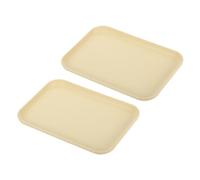 PATIKIL 9x7" Fast Food Vassoio 2 Pacco PP Plastica Riutilizzabile Multiuso Antiscivolo Rettangolo Vassoio Servizio per Caffetteria Ristorante Casa Cucina Beige