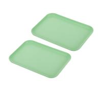 PATIKIL 9x7" Fast Food Vassoio 2 Pacco PP Plastica Riutilizzabile Multiuso Antiscivolo Rettangolo Vassoio Servizio per Caffetteria Ristorante Casa Cucina Verde