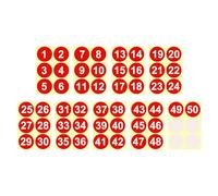 PATIKIL Adesivi numerati da 1 a 50, 4 pollici / 100mm, Etichette rotondo autoadesive viniliche colorate per classificazione inventari, organizzazione scatole di archiviazione, Rosso