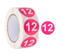 PATIKIL Adesivi Rotondi Numero 12, Etichette Numerate Autoadesive Codificate A Colori Da 2,5 cm / 1 Pollice 500 Etichette/Rotolo Per Organizzazione Casa, Rosso Rosa Con Testo Bianco