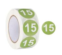 PATIKIL Adesivi Rotondi Numero 15, Etichette Adesive Numerate Codificate A Colori Da 2,5 cm / 1 Pollice 500 Etichette/Rotolo Per Organizzazione Domestica, Verde Chiaro Con Testo Bianco