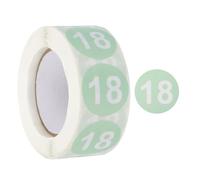 PATIKIL Adesivi Rotondi Numero 18, Etichette Adesive Numerate Codificate a Colori da 2,5 cm 500 Etichette/Rotolo per Organizzazione Domestica Gestione, Verde Acqua Chiaro con Testo Bianco