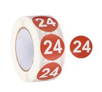 PATIKIL Adesivi Rotondi Numero 24, Etichette Adesive Numerate Colorate Da 2,5 CM Con Testo Bianco Su Sfondo Marrone 500 Etichette/Rotolo Per Organizzazione Casa E Ufficio