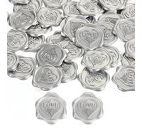 PATIKIL Adesivi Sigillo di Cera d'Amore, 50pz Adesivi Autoadesivi in Rilievo per Buste Lettere Inviti di Nozze Carta di Invito Festa di Compleanno Regalo, Argento