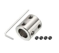 PATIKIL Albero Accoppiatore Connettore L22 x D20 12mm a 12mm Alesaggio Rigido Giunto Inossidabile Acciaio Albero Giunto con Vite,Chiave per Stampanti 3D Argento 1pz