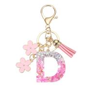PATIKIL Alphabet Initial Letter Portachiavi, Portachiavi Resina Carino Con Pendente Lettera D E Nappe Fiori Per Donna Accessori Borsa Portamonete, Rosa