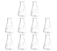 PATIKIL Ampolla Erlenmeyer, 10pz 50ml Ampolle a Bocca Stretta in Vetro Borosilicato Graduazione Stampata Laboratorio, Sperimentazione, Chimica, Studio Scientifico