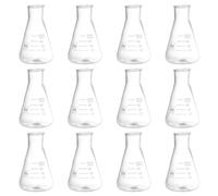 PATIKIL Ampolla Erlenmeyer, 12pz 50ml Ampolle a Bocca Stretta in Vetro Borosilicato con Graduazione Stampata per Laboratorio, Sperimentazione, Chimica, Studio Scientifico