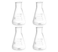 PATIKIL Ampolla Erlenmeyer, 4pz 50ml Ampolle a Bocca Stretta in Vetro Borosilicato con Graduazione Stampata per Laboratorio, Sperimentazione, Chimica, Studio Scientifico
