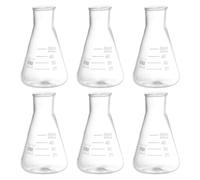 PATIKIL Ampolla Erlenmeyer, 6pz 50ml Ampolle a Bocca Stretta in Vetro Borosilicato con Graduazione Stampata per Laboratorio, Sperimentazione, Chimica, Studio Scientifico