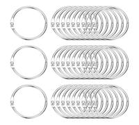 PATIKIL Anelli per raccoglitore a fogli mobili 1.4" x 1.6", 30 Pz Anelli metallici per libri anelli portachiavi nichel per carta schee indice flash card quaderno anelli, tonargento