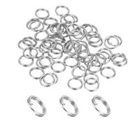 PATIKIL Anello A Doppia Spira Rotondo 5mm Con Doppio Anello Argento 60Pz | Anelli A Spira Piccoli Metallo, Per Portachiavi Creazione Gioielli DIY Accessori Decorazioni Pendenti, Argento