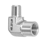 PATIKIL Angolo 90 Gradi Gomito Strada Ottone 1/8" Maschio Npt x 1/8" Femmina Npt, Raccordo Tubi Forgiato Acciaio Inossidabile 304 per Tubi d'Aria Carburante Olio Acqua, Argento