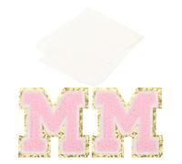 PATIKIL Appliche Lettere Da Stirare, Appliche Lettere In Paillettes Chenille Con Nastro Alfabeto Rosa M