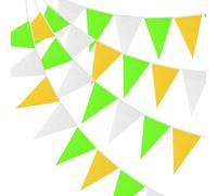 PATIKIL Bandiere per bandierine da 30,5 m, 60 pezzi, bandierine triangolari da appendere, per inaugurazioni, matrimoni, compleanni, feste, decorazioni, giallo, verde, bianco