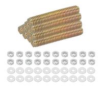 PATIKIL Barre Filettate Interamente Acciaio Carbonio M4, 25 Set Lunghezza 1.4" Barre Filettate Lunghe con Dadi e Rondelle per Produzione Macchinari Montaggio Mobili, Tono Zinco Colorato