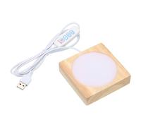 PATIKIL Base luminosa a LED in legno, 8,1 x 8,1 cm, base per esposizione di luce in legno con dimmer per 3D in vetro di cristallo aromatico, pietra artistica, luce bianca a 3 colori