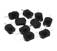 PATIKIL Blocco Pressostato Pulsante Interruttore 10pz KAN-23 Dritto Perno con Foro On/Off Autobloccante CC 30V 1A Micro Interruttore per Torcia Elettrica Muro Uscita Nero