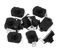 PATIKIL Blocco Pressostato Pulsante Interruttore 10pz KAN-23 Largo Piegato Perno On/Off Autobloccante CC 30V 1A Micro Interruttore per Torcia Elettrica Muro Uscita Nero