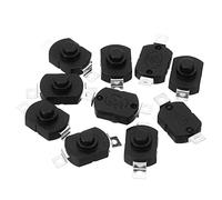 PATIKIL Blocco Pressostato Pulsante Interruttore 10pz KAN-23 Piatto Perno On/Off Autobloccante CC 30V 1A Micro Interruttore per Torcia Elettrica Muro Uscita Nero
