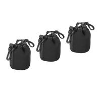 PATIKIL Borsa per Obiettivo Fotografico, 3 Pz 3,1" Id x 3,9" H Sacchetto Coulisse Neoprene Spesso Protettivo, Custodia per Obiettivo Fotocamera Dslr, Nero per Acqua e Tazze da Caffè