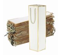 PATIKIL Borse Regalo Per Vino, 24 Pezzi 3.7 x 3.5 x 14 Pollici Sacchetti Di Carta Per Bottiglie Di Vino Con Manici Per Regali Natale Matrimonio Compleanno Anniversario Festa, Bianco-Oro