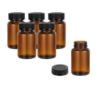 PATIKIL Bottiglie Packer In Vetro Da 3.4 Oz/100 ml, 6 Pezzi Bottiglie Tonde Con Bocca Larga E Tappo A Coste Nere Per Liquidi Reagenti, Oli Essenziali, Profumo, Ambra
