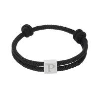 PATIKIL Bracciale con iniziale in corda, lettera P, bracciale intrecciato a mano in acciaio inossidabile, braccialetti regolabili con ciondoli, 26 lettere dalla A alla Z con scatola, nero