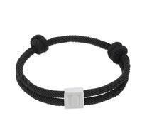 PATIKIL Bracciale con iniziale in corda, lettera U, bracciale intrecciato a mano in acciaio inossidabile, braccialetti regolabili con ciondoli, 26 lettere dalla A alla Z con scatola, nero