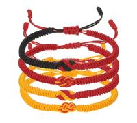 PATIKIL Braccialetti coordinati per coppia, 4 pezzi rosso giallo/rosso nero nodi intrecciati braccialetti a corda regolabile tibetano protezione stringa braccialetti in corda intrecciata, rosso/giallo