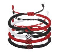 PATIKIL Braccialetti coordinati per coppia, 4 pezzi rosso nero/bianco nero nodi intrecciati braccialetti in corda intrecciata regolabile tibetano protezione stringa braccialetti in corda intrecciata