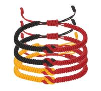 PATIKIL Braccialetti coordinati per coppia, 4 pezzi rosso nero/rosso giallo nodi intrecciati braccialetti a corda regolabile tibetano protezione stringa braccialetti in corda intrecciata per donne