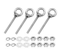 PATIKIL Bulloni con occhiello M3 x 30 mm, 4 pezzi in acciaio inox 304, set di anelli filettati con occhiello per spalla con dadi e rondelle per amache, articolo argento