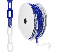 PATIKIL Catena di Barriera di Sicurezza in Plastica da 100ft Blu Bianco | Catena di Barriera di Sicurezza, Anelli di Catena in Plastica, Controllo della Folla, Barriera per Recinzione