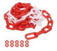 PATIKIL Catena di Plastica Rossa/Bianca 10 ft 8mm Catena di Sicurezza | per Controllo della Folla, riga di Attesa, e Decorazione, Parcheggio, Recinzione, Cancello, Concerto, Cantiere