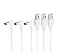PATIKIL Cavo Alimentazione 3ft Usb 2.0 Tipo A a Dc 5,5x2,1 mm Angolo 90 Gradi, Jack Barile, 3pz, Adattatore Cavo, Connettore, Cavo Ricarica per Ventole, Altoparlante, Lampada, Bianco