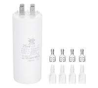 PATIKIL CBB60 25uF Condensatore di Avviamento, 1 Pz AC450V 4 Pin Condensatore Motore Elettrico Universale con Molla Guaina per Condizionatori d'Aria, Pompe Acqua, Bianco