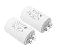 PATIKIL CBB60 25uF Marcia Condensatore,2pz AC 450V 4 Perno 50/60Hz Cilindro Inferiore per Lavatrice, Acqua Pompa Motore Stella, Bianco