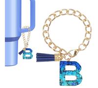 PATIKIL Charm a forma di lettera per bicchiere Stanley, grazioso ciondolo con iniziale B, accessorio per portachiavi Stanley con manico a bicchiere, ciondolo personalizzato da donna, blu