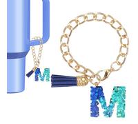 PATIKIL Charm a forma di lettera per bicchiere Stanley, grazioso ciondolo con iniziale M, accessorio per portachiavi Stanley con manico a bicchiere, ciondolo personalizzato da donna, blu