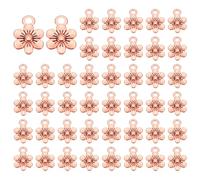 PATIKIL Charm Fiorellino, 50 Pz Pendente Piccolo Fiore in Lega Vintage per Creazioni Fai da Te, Oro Rosa, 0.5 x 0.4 Pollici