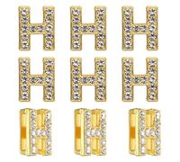 PATIKIL Charm Lettera Con Strass, 30Pcs 14mm Ciondoli Per Braccialetti Con Lettera H In Cristallo Alfabeto A-Z Per Creazione Di Gioielli Fai Da Te Collane Braccialetti, Tono Oro