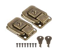 PATIKIL Chiavistello per Valigia 1,6" x 1,10",2pz Chiavistello Leva in Ferro con Chiavi/Viti Serratura per Scatola Gioielli Cassa in Legno Cassetta Attrezzi, Bronzo