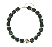 PATIKIL Collana grossa di perline 40-45cm in resina verde scuro | Choker stile anni 2000 con grani quadrati grandi, per donna, lunghezza regolabile, colorata, per gioielli estivi da spiaggia