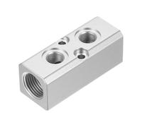 PATIKIL Collettore d'Aria, 2 Vie 4 Porte Uscita 1/4" Porta Uscita 1/2" Collettore d'Aria Alluminio Blocchetto Collettore d'Aria Inline Divisore Raccordo Distribuzione Compressore, Argento
