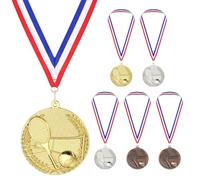 PATIKIL Confezione da 6 Oro Argento Rame 2,7" Medaglie Premio da Tennis | con Nastro Rosso Bianco, per Giochi e Competizioni Sportive, Medaglie da Tennis
